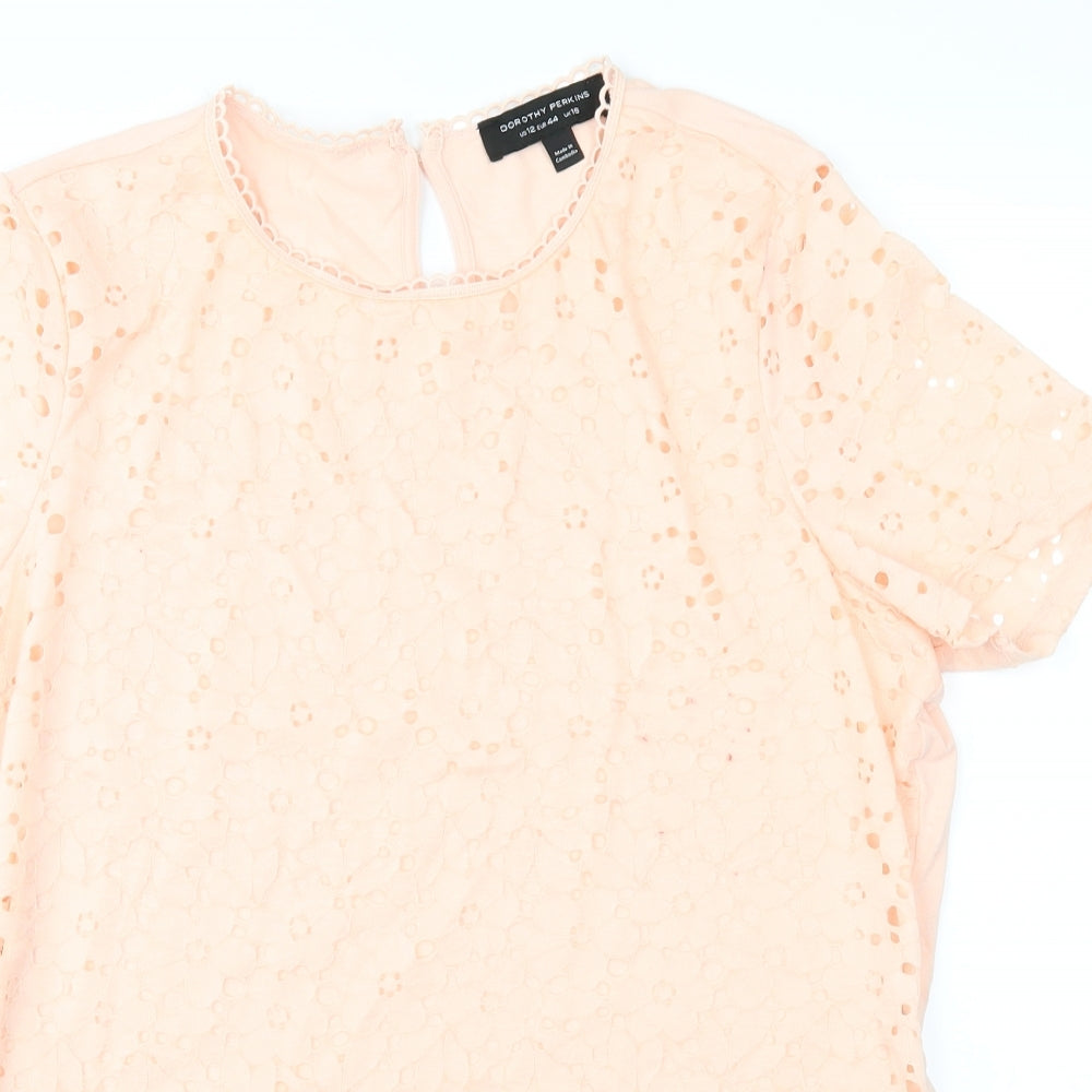 Womens UK Size 16 Dorothy Perkins Pink Basic T-Shirt