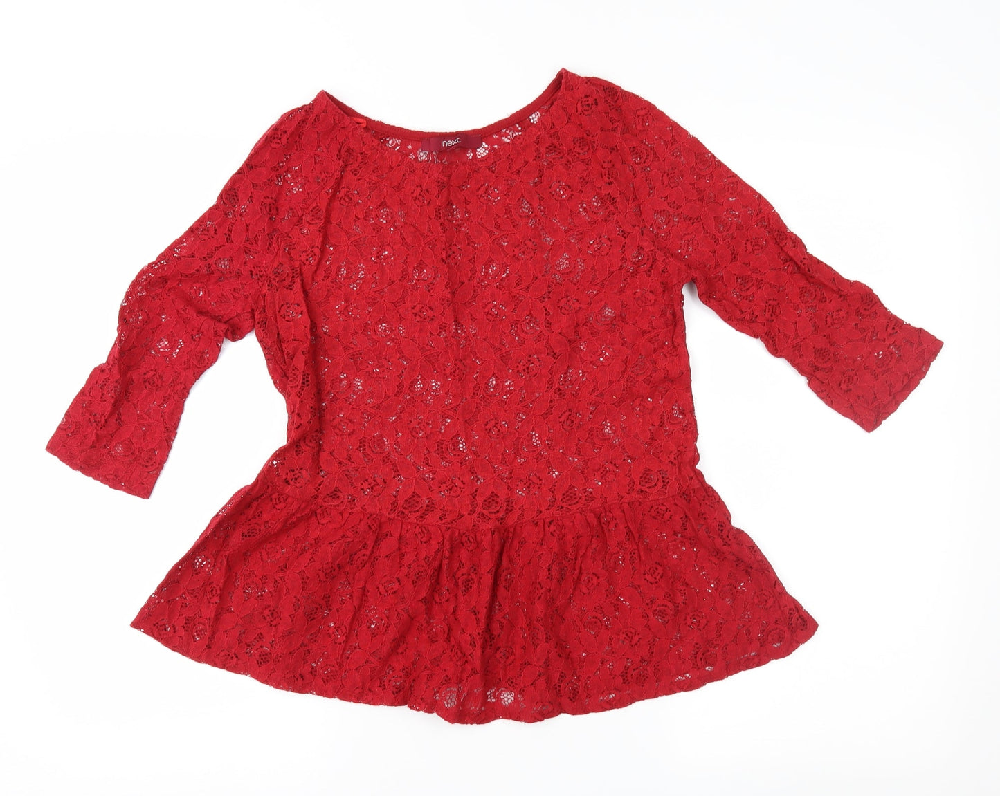 NET Womens Red  Lace Basic Blouse Size 8