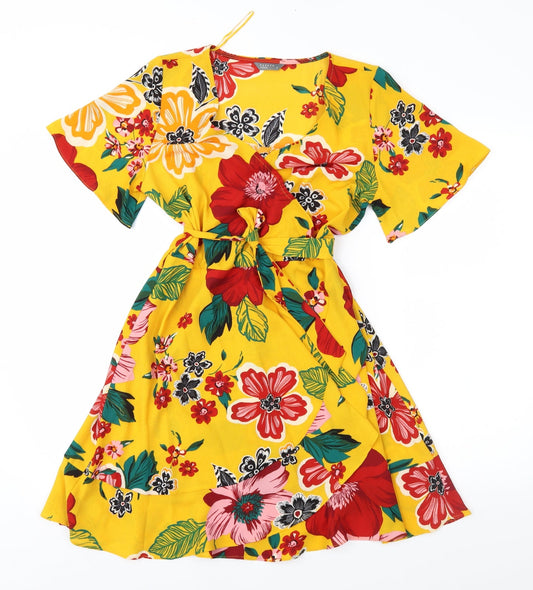 Papaya Womens Yellow Floral  Fit & Flare
