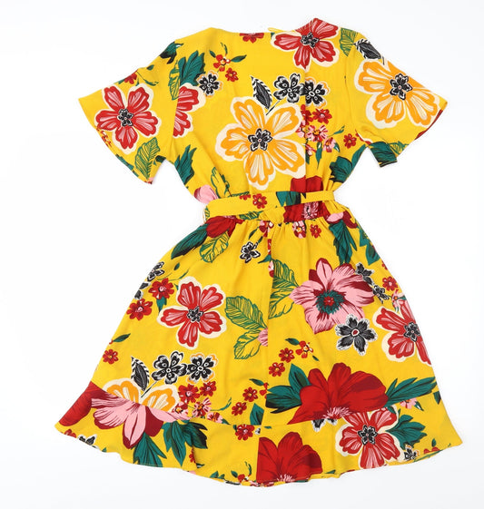 Papaya Womens Yellow Floral  Fit & Flare