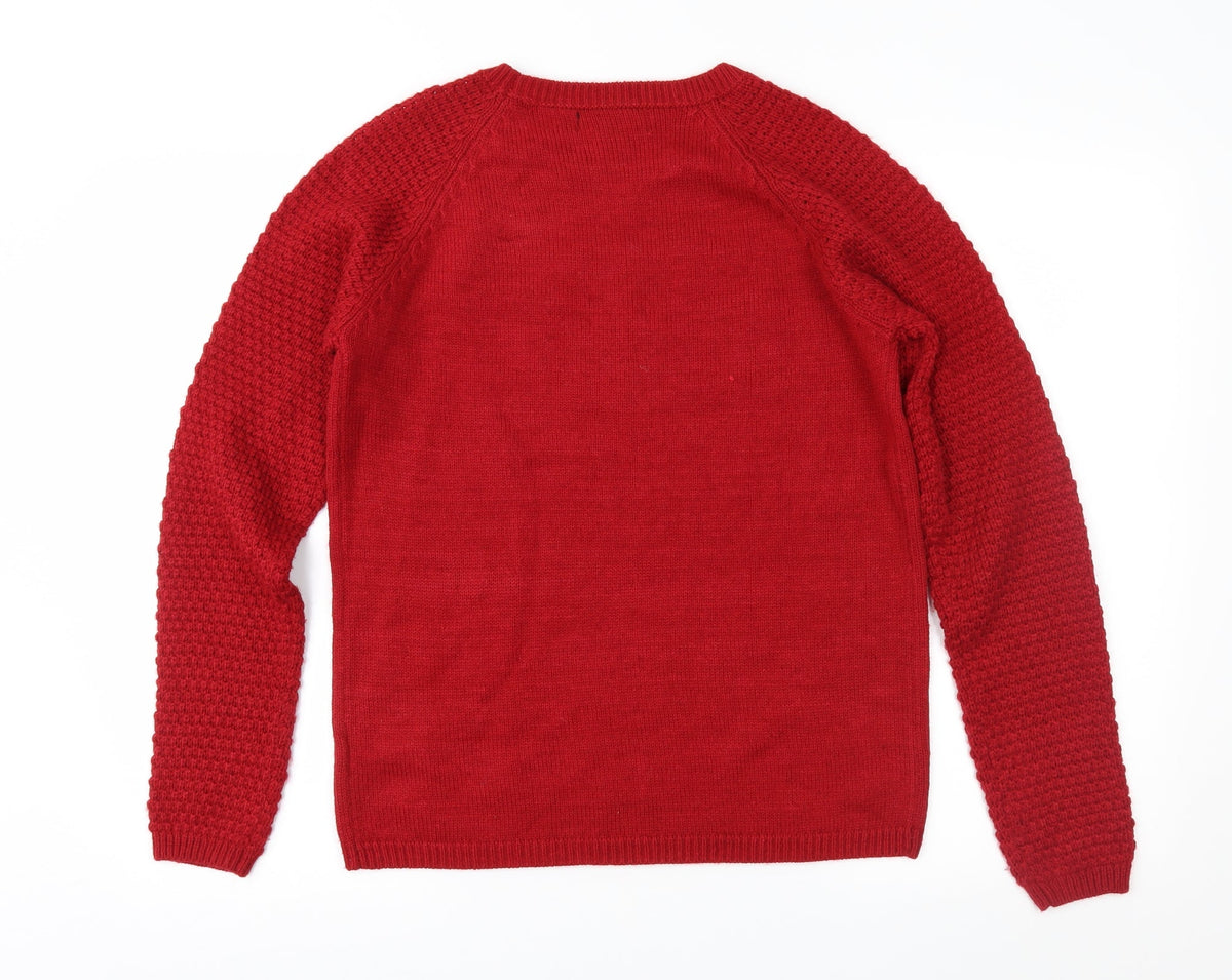 Next Womens Red  Knit Pullover Jumper Size 10