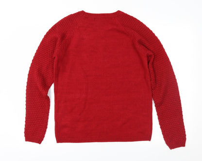 Next Womens Red  Knit Pullover Jumper Size 10