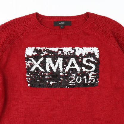 Next Womens Red  Knit Pullover Jumper Size 10