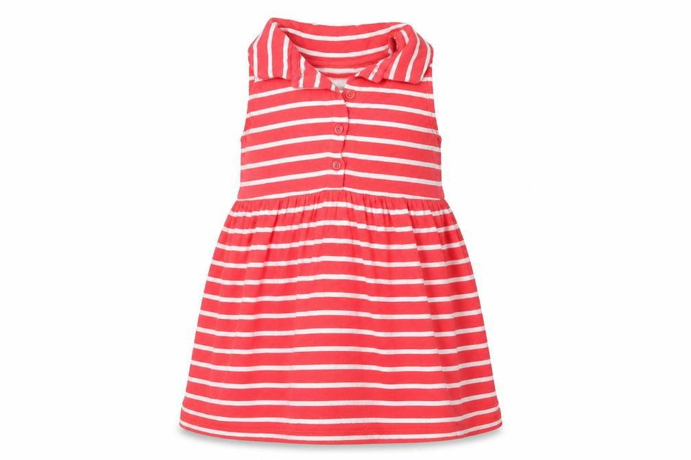 Front view of Next girls’ red striped jersey fit & flare, size 18-24, months