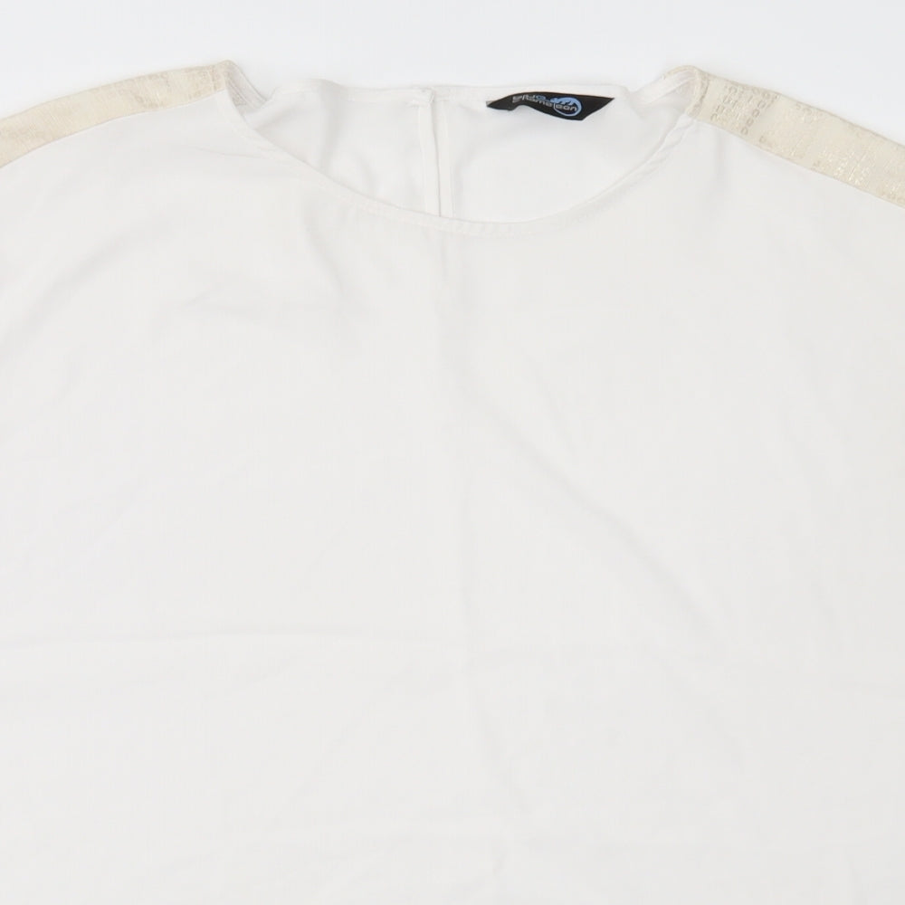 Womens UK Size 16 Blue Chameleon White Basic Blouse