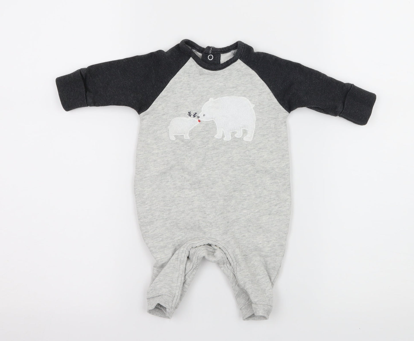 Matalan Baby Grey Geometric Jersey Babygrow One-Piece Size 0-3 Months  - Polar Bear