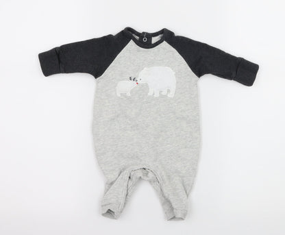 Matalan Baby Grey Geometric Jersey Babygrow One-Piece Size 0-3 Months  - Polar Bear
