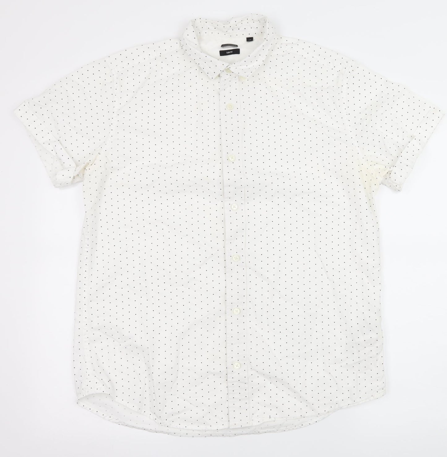 Mens UK Size XL ONLY & SONS White  Button-Up Short Sleeve Casual Shirt