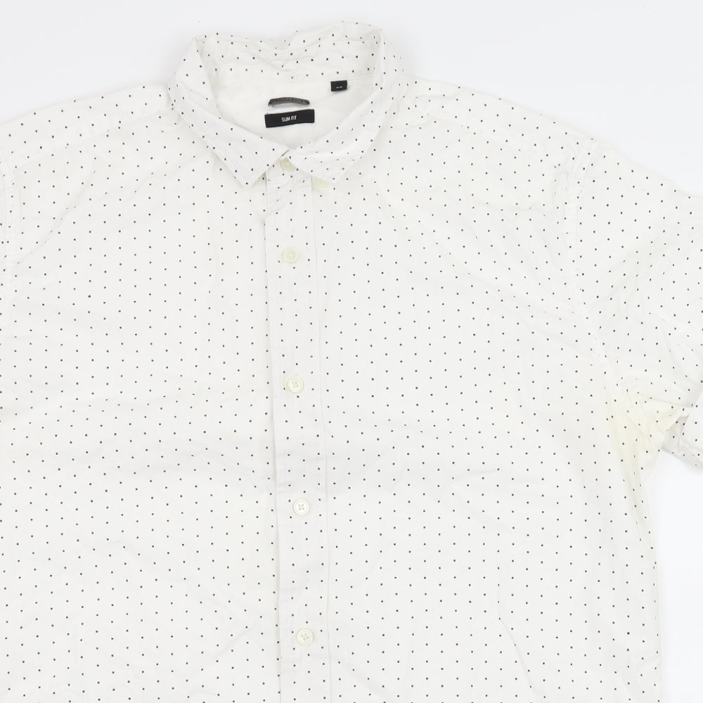 Mens UK Size XL ONLY & SONS White  Button-Up Short Sleeve Casual Shirt
