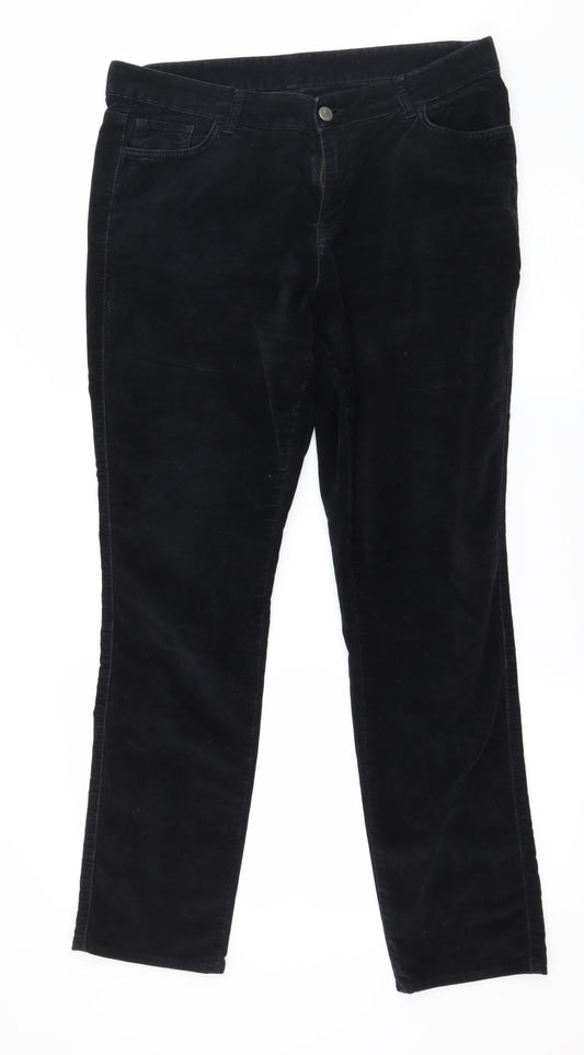 Phase Eight Womens Black  Velour Trousers  Size 36 in L28 in