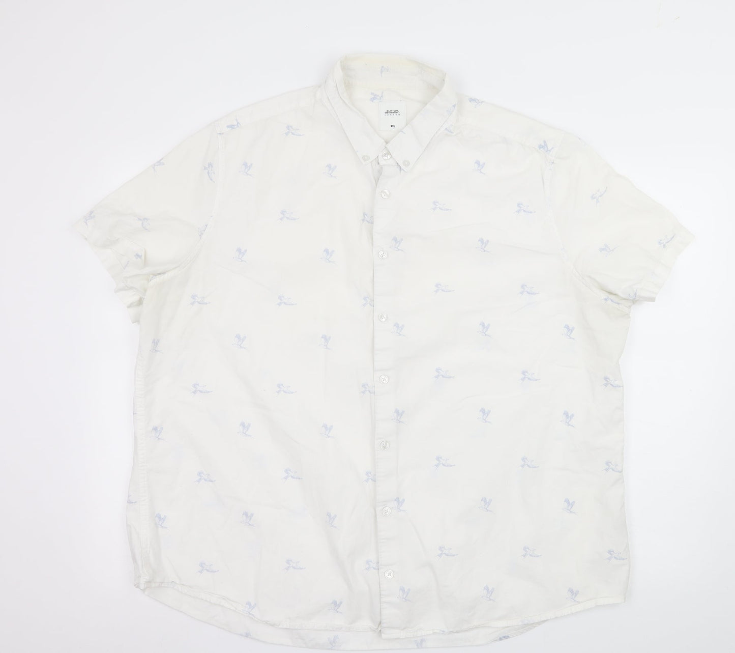 Mens UK Size 2XL Burton White  Button-Up Short Sleeve Casual Shirt