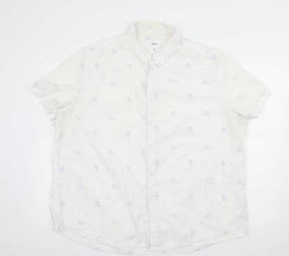 Mens UK Size 2XL Burton White  Button-Up Short Sleeve Casual Shirt