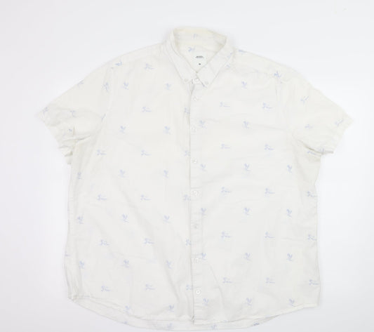Mens UK Size 2XL Burton White  Button-Up Short Sleeve Casual Shirt
