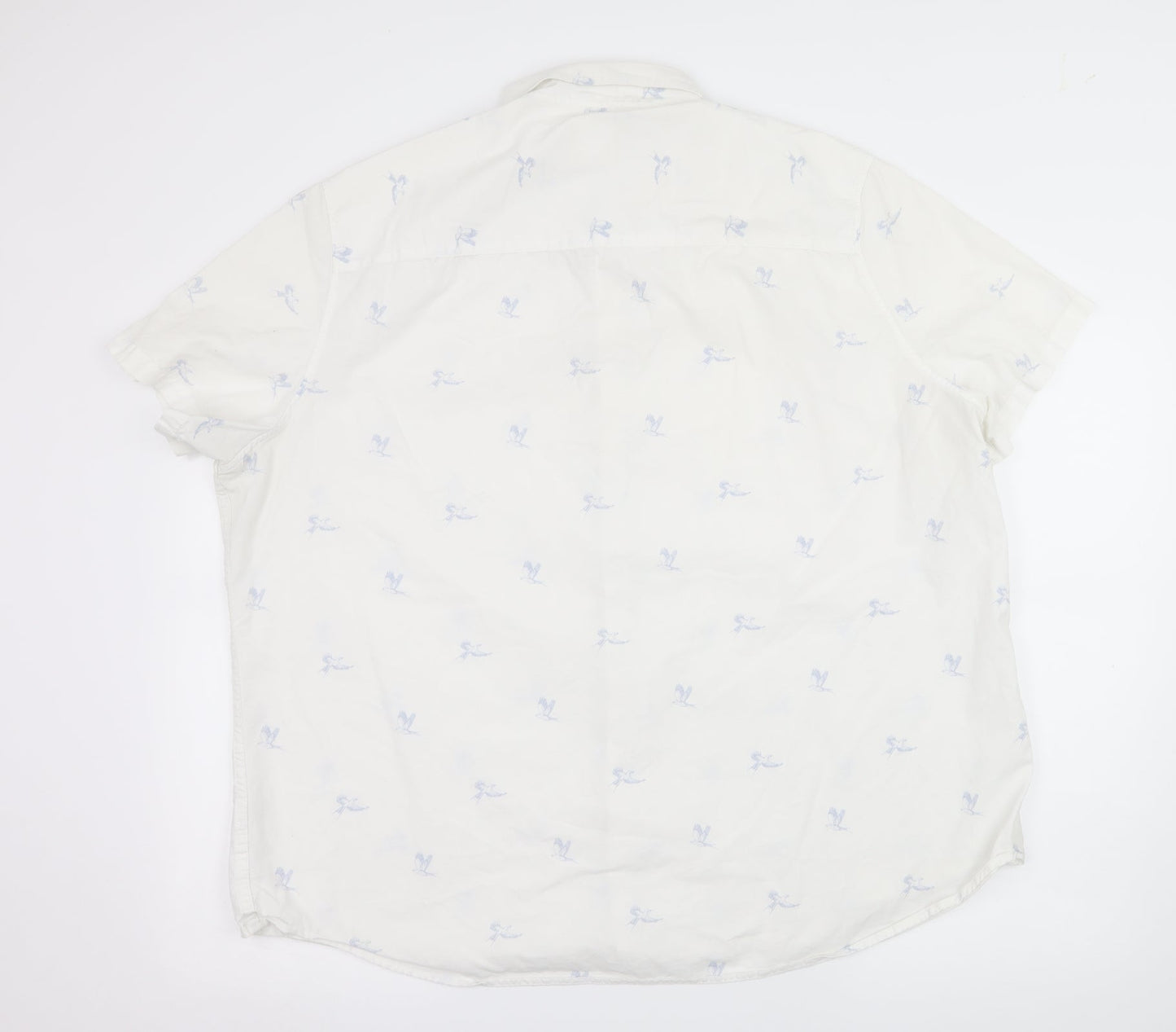 Mens UK Size 2XL Burton White  Button-Up Short Sleeve Casual Shirt