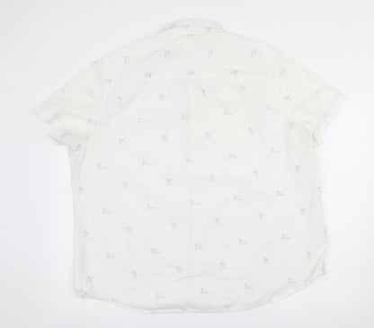 Mens UK Size 2XL Burton White  Button-Up Short Sleeve Casual Shirt