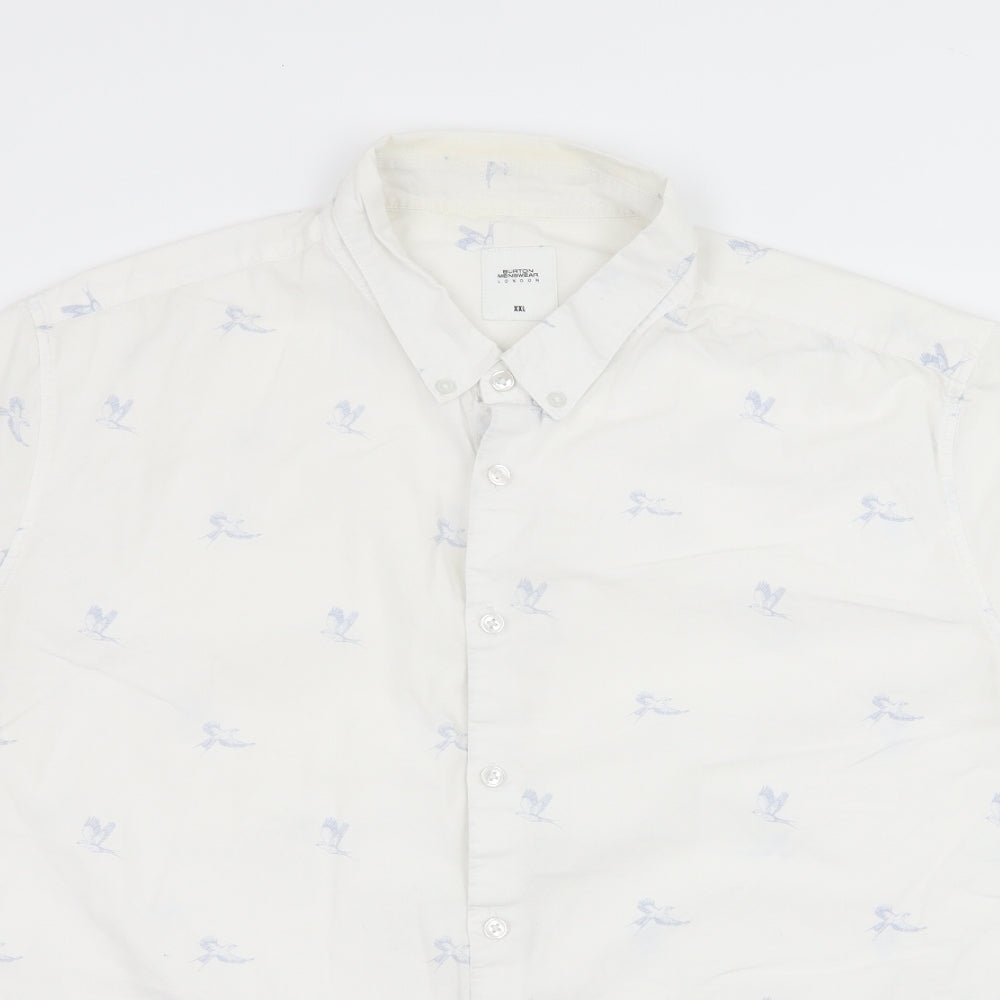 Mens UK Size 2XL Burton White  Button-Up Short Sleeve Casual Shirt