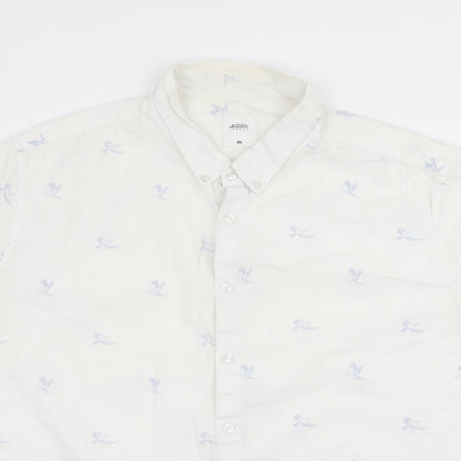 Mens UK Size 2XL Burton White  Button-Up Short Sleeve Casual Shirt