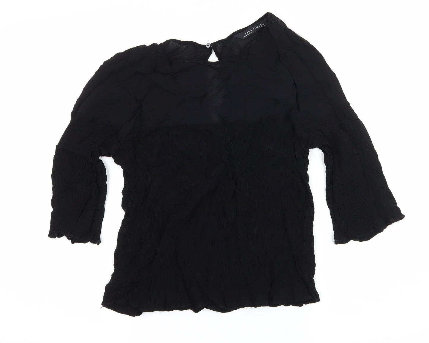 Womens UK Size L Zara Black Basic Blouse