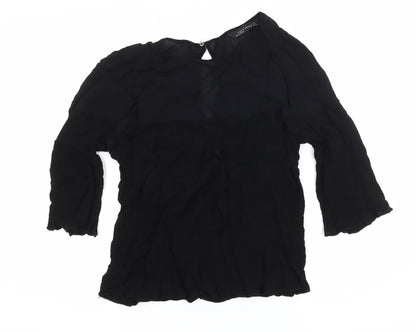 Womens UK Size L Zara Black Basic Blouse
