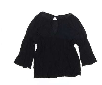 Womens UK Size L Zara Black Basic Blouse