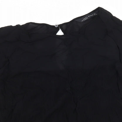 Womens UK Size L Zara Black Basic Blouse