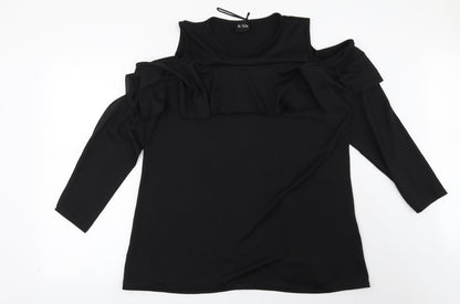 B You Womens Black   Basic Blouse Size L