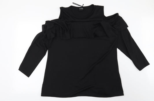B You Womens Black   Basic Blouse Size L