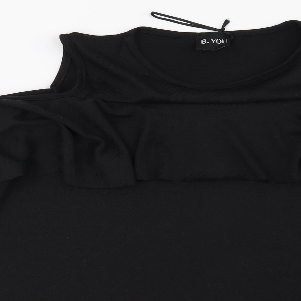 B You Womens Black   Basic Blouse Size L