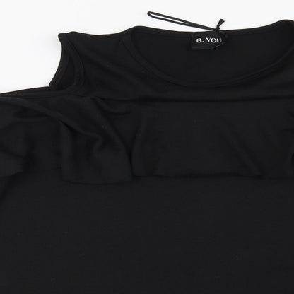 B You Womens Black   Basic Blouse Size L