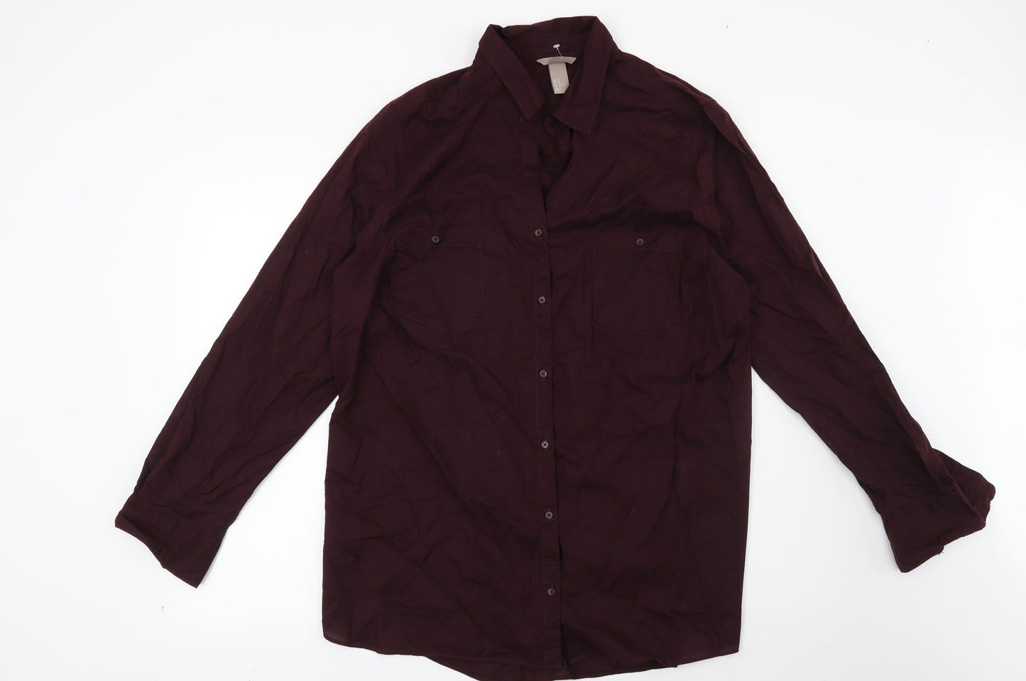 Mens UK Size L H&M Red  Button-Up Long Sleeve Casual Shirt