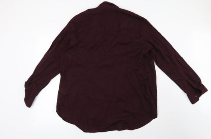 Mens UK Size L H&M Red  Button-Up Long Sleeve Casual Shirt