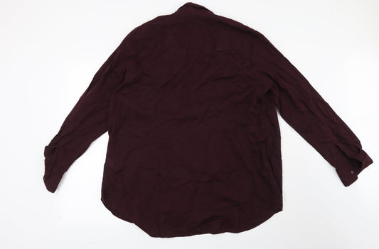 Mens UK Size L H&M Red  Button-Up Long Sleeve Casual Shirt