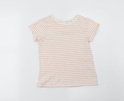 NEXT Girls Pink Striped  Basic T-Shirt Size 8 Years  - Star