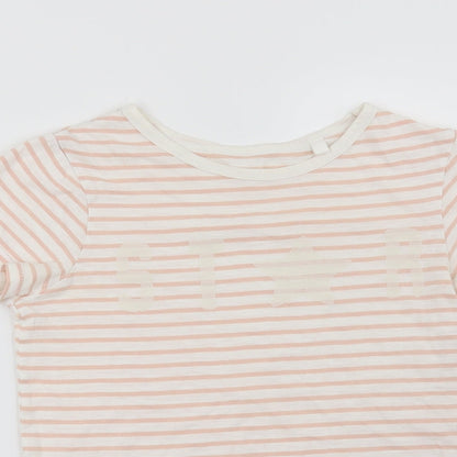 NEXT Girls Pink Striped  Basic T-Shirt Size 8 Years  - Star