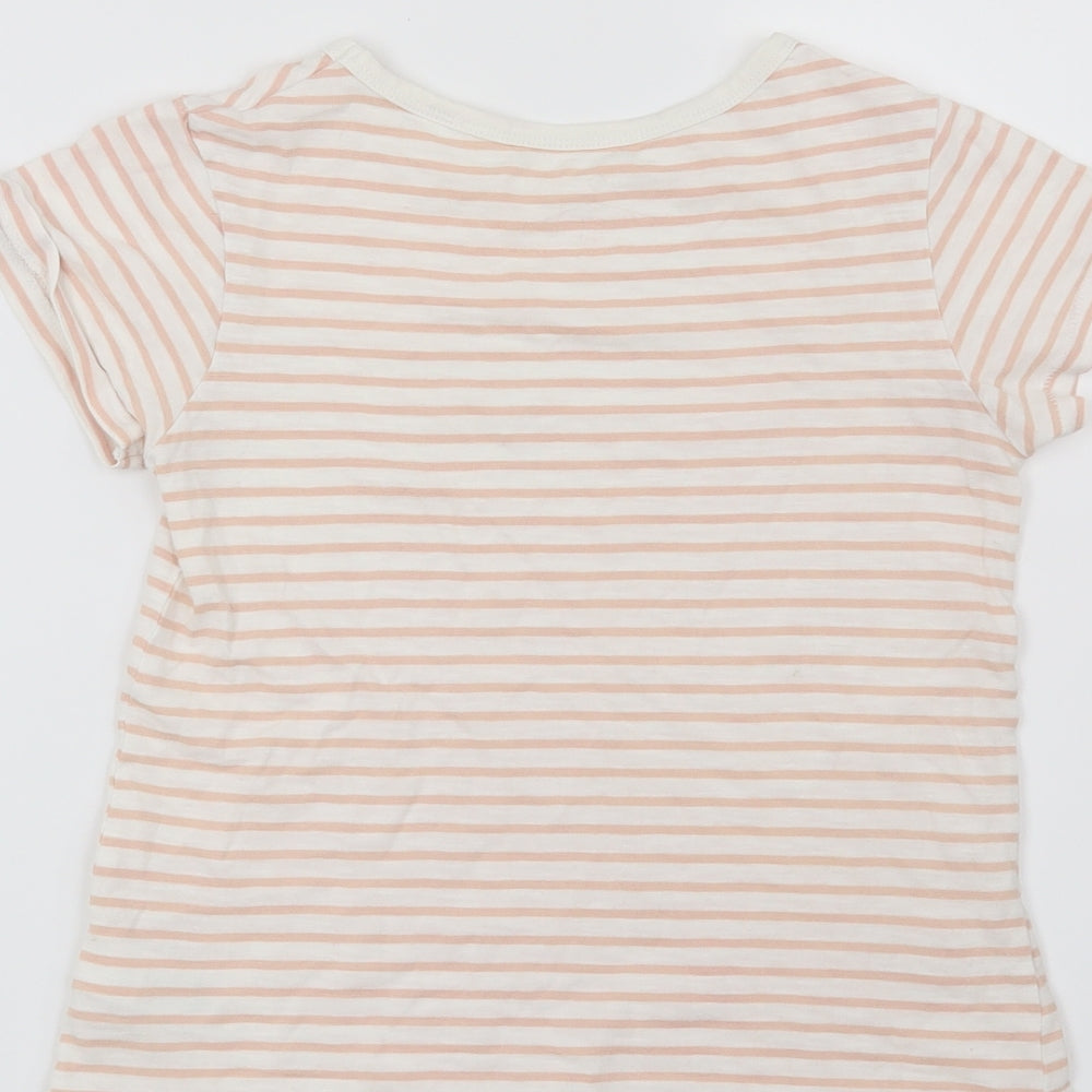 NEXT Girls Pink Striped  Basic T-Shirt Size 8 Years  - Star