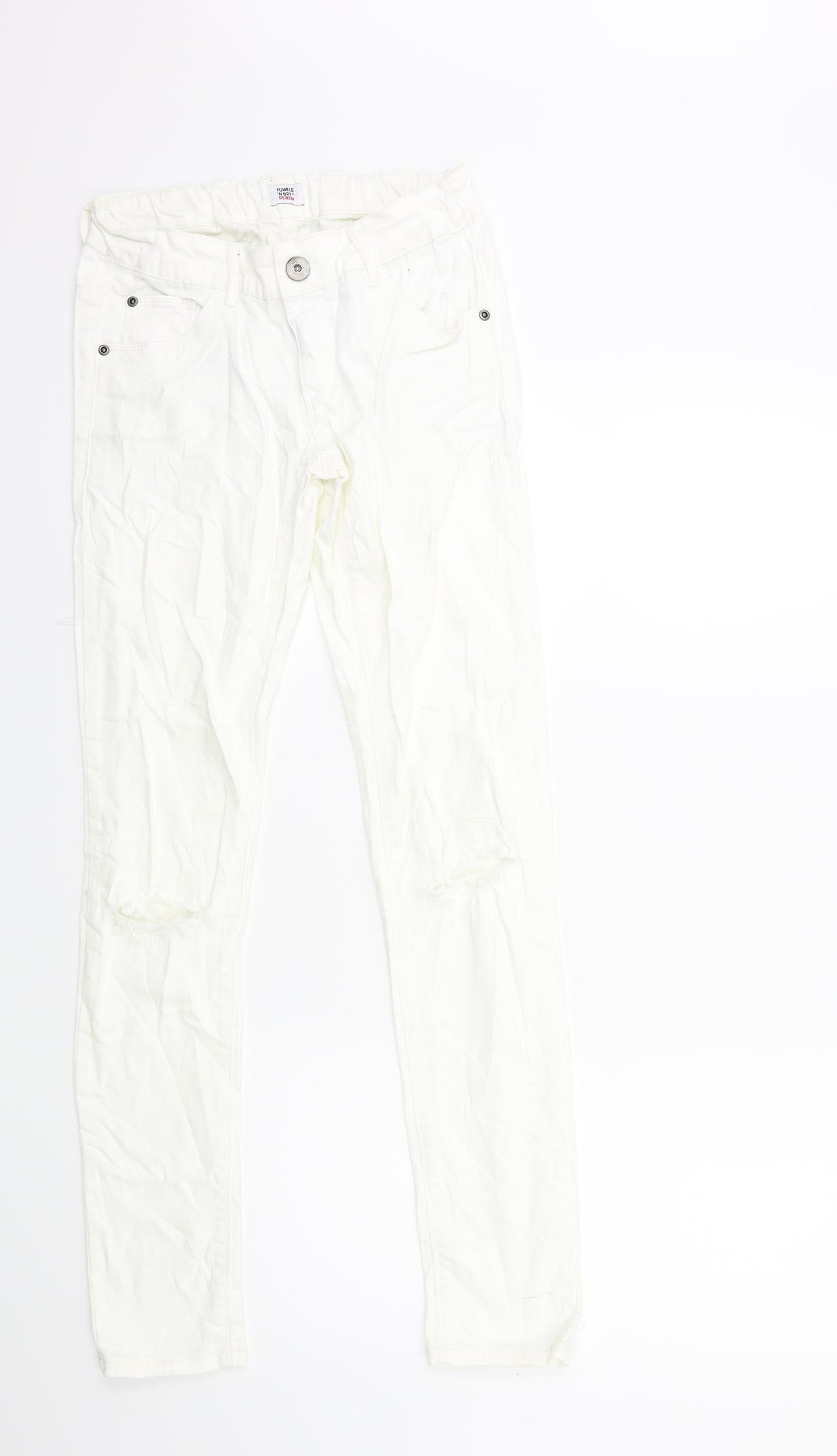 Tumble 'N Dry Womens White  Denim Skinny Jeans Size 14 L30 in