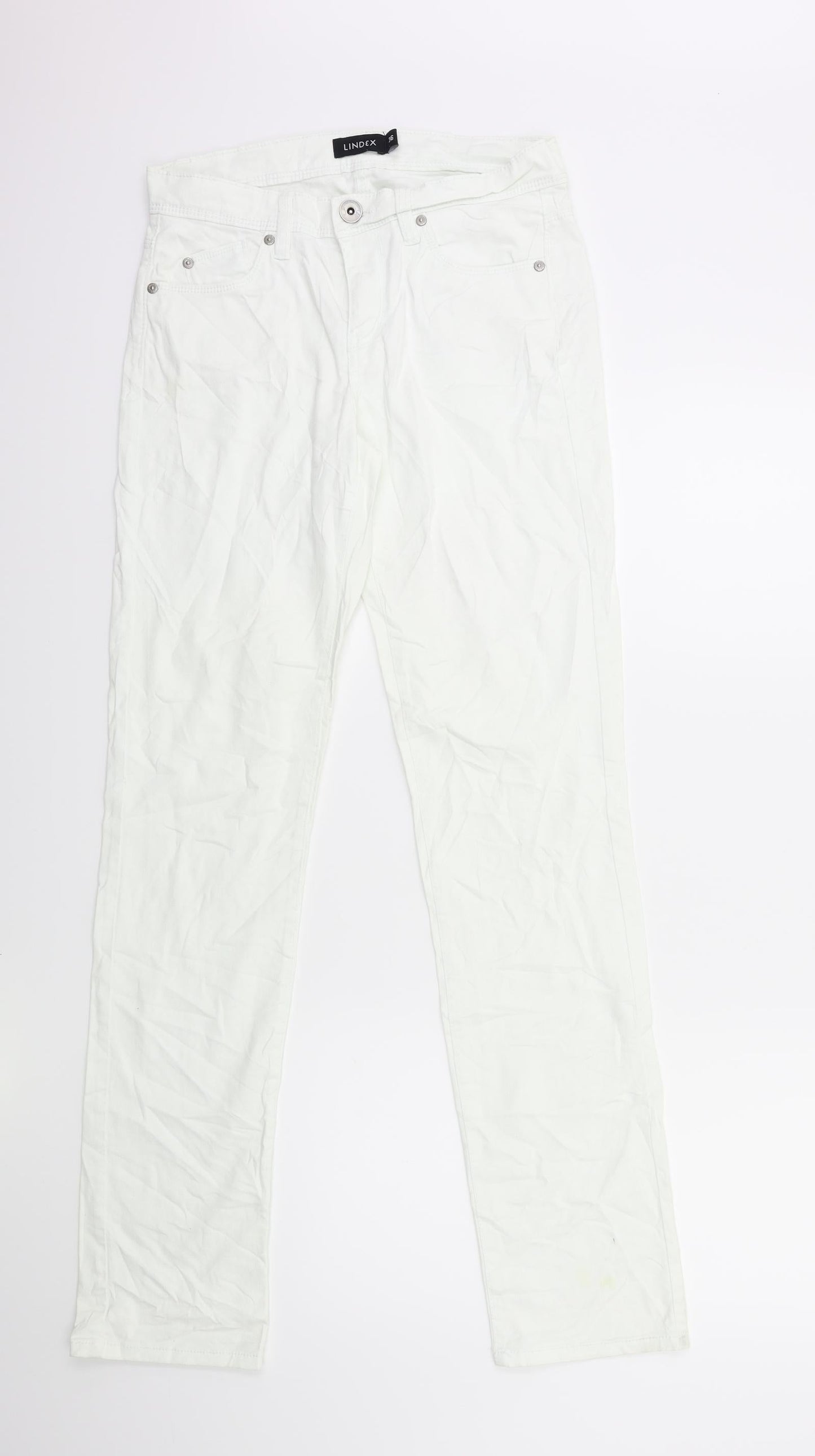 Womens UK Size 8 Lindex Regular Fit Straight White Jeans