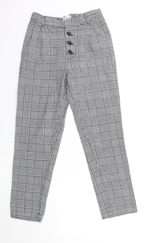 Mango Womens Grey Check  Trousers  Size S L26 in