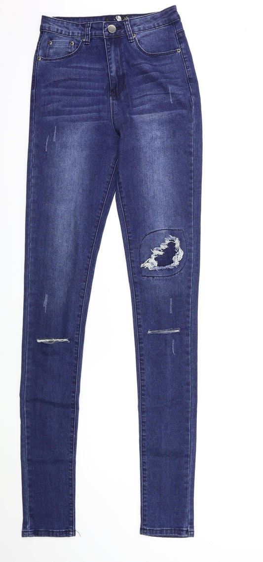 Boohoo Womens Blue  Denim Skinny Jeans Size 8 L37 in