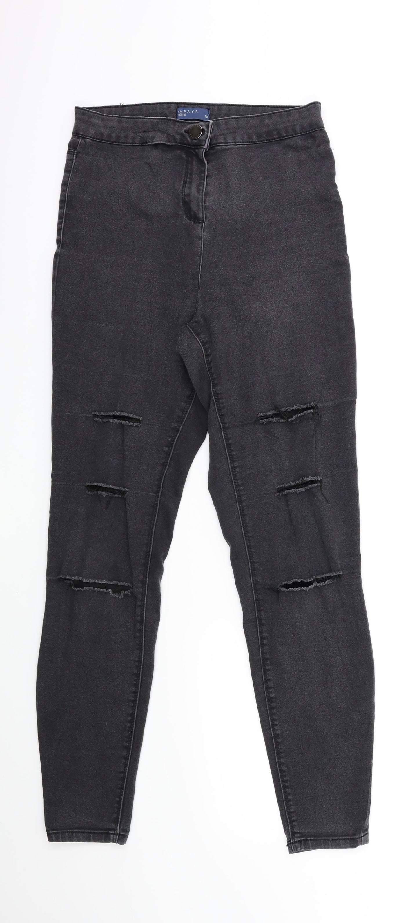 Womens UK Size 10 Papaya Regular Fit Skinny Grey Jeans
