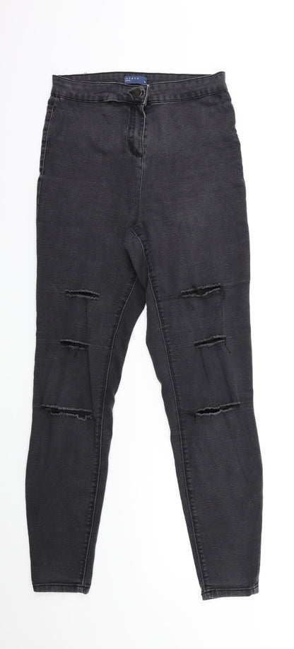 Womens UK Size 10 Papaya Regular Fit Skinny Grey Jeans