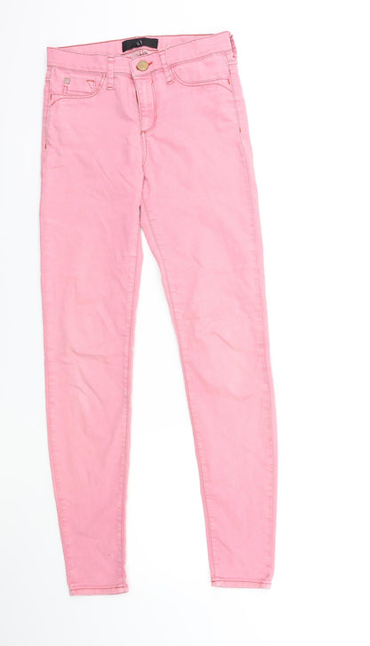 Womens UK Size 8 Preworn Regular Fit Skinny Pink Jeans