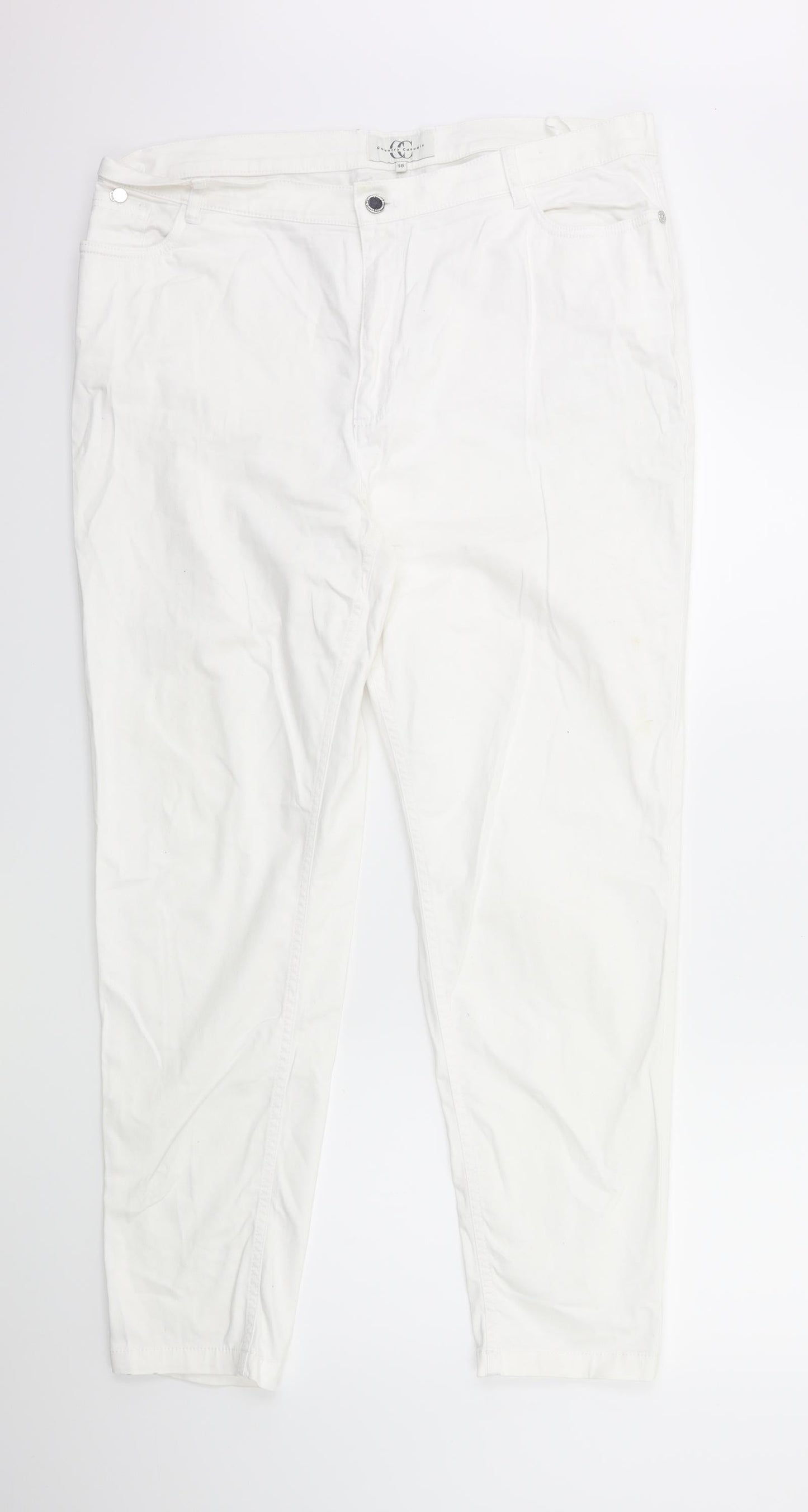 Womens UK Size 18 Country Casuals Regular Fit  White Trousers