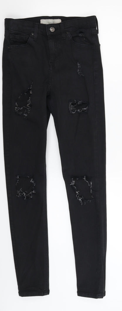 Topshop Womens Black  Denim Skinny Jeans Size 26 in L28 in