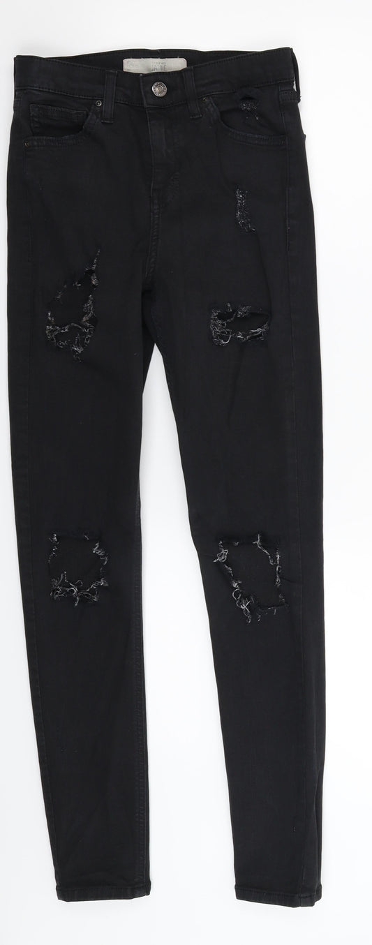 Topshop Womens Black  Denim Skinny Jeans Size 26 in L28 in