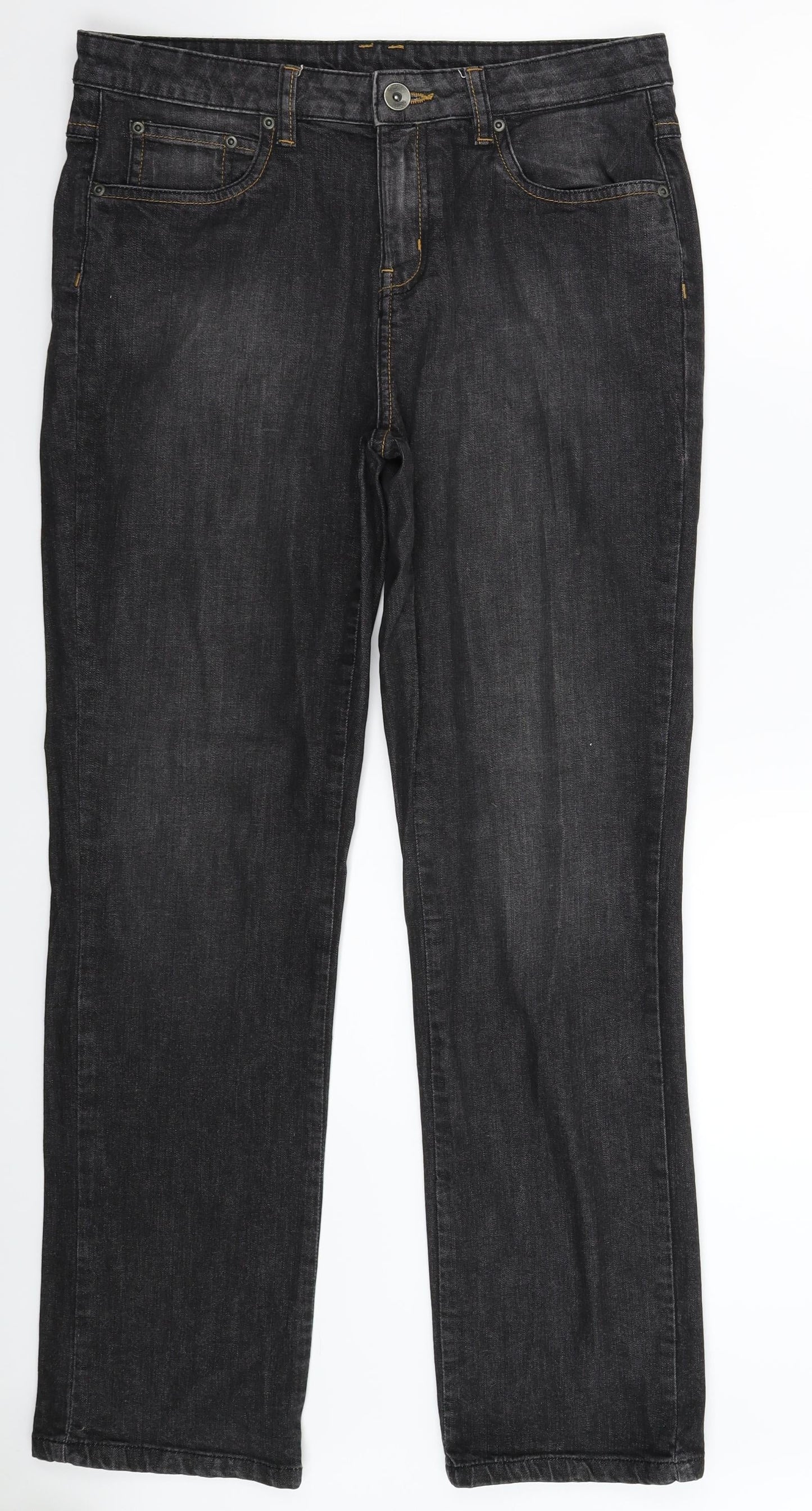 Womens UK Size 12 Papaya Regular Fit Straight Black Jeans