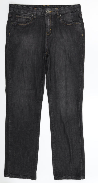 Womens UK Size 12 Papaya Regular Fit Straight Black Jeans