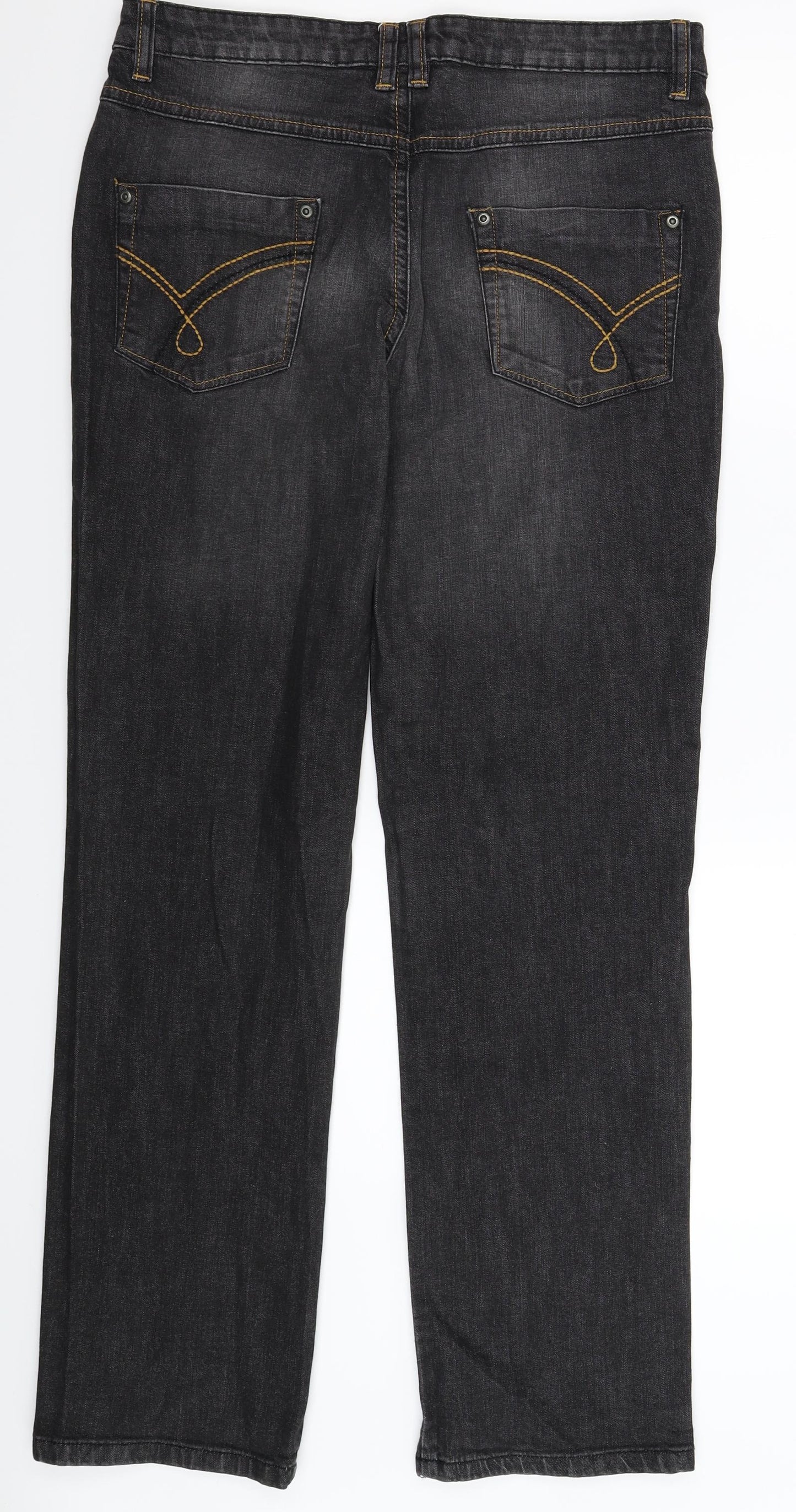 Womens UK Size 12 Papaya Regular Fit Straight Black Jeans