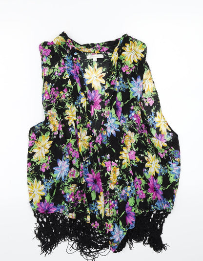 Glamorous Womens Black Floral  Cardigan Jumper Size 14