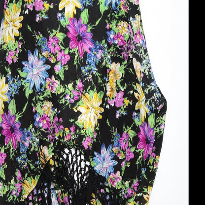 Glamorous Womens Black Floral  Cardigan Jumper Size 14